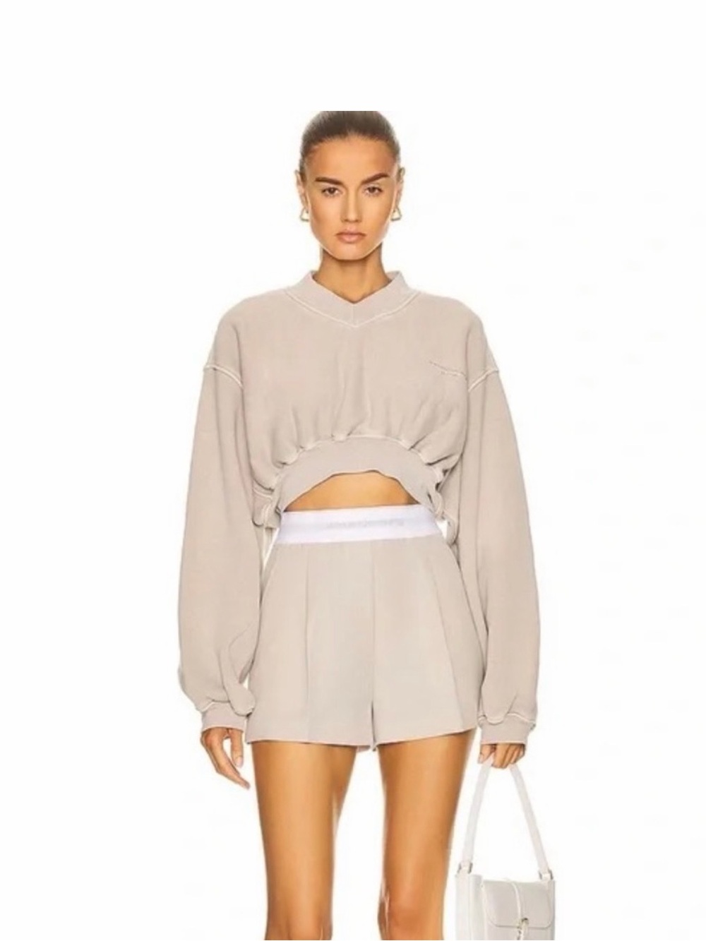 Alexander Wang logo elastic waistband pleated shorts